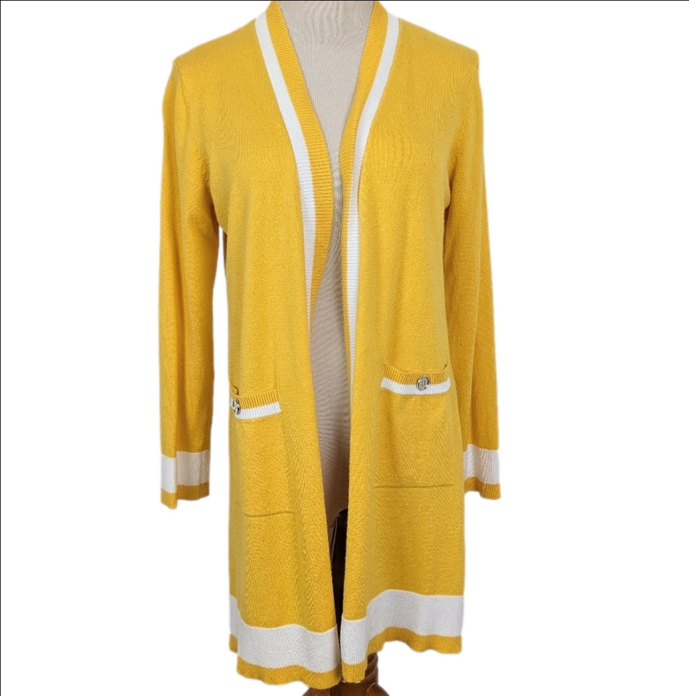 Verve Ami Open Front Cardigan Size Large Yellow Sunny